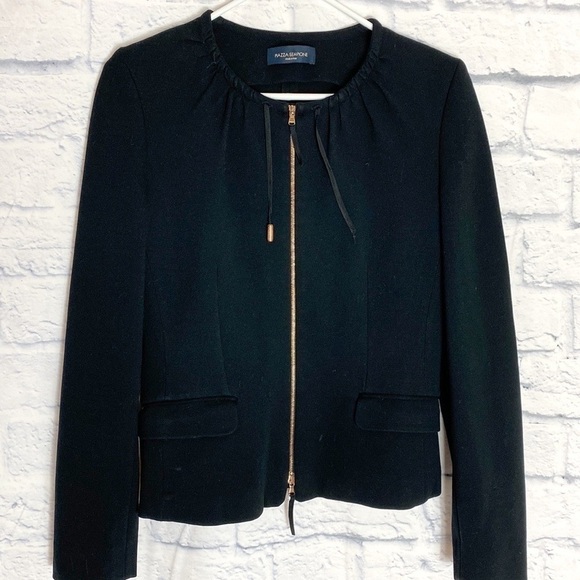 Piazza Sempione black gathered neck jacket - Picture 1 of 6